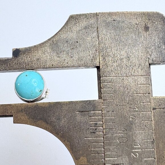 VTG Sterling Silver 925 Turquoise Bezel Set Stud Earrings One Size - Picture 6 of 8